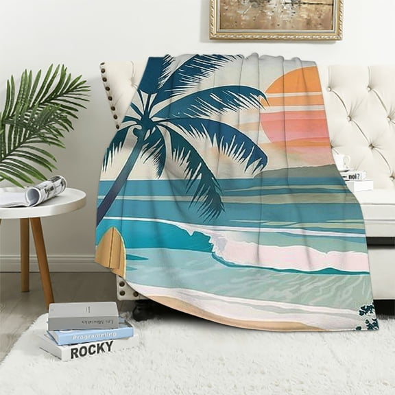 Pratyus Palm Tree Print Throw Blanket Lightweight Cozy All Seasons Blanket for Kids Boys Soft Warm Excellent Hand Feel 40x50in