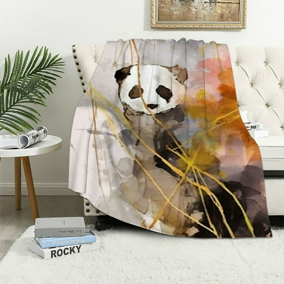 Pratyus Panda Bear Print Throw Blanket Flannel Soft Plush Blanket for All Seasons 60x80in
