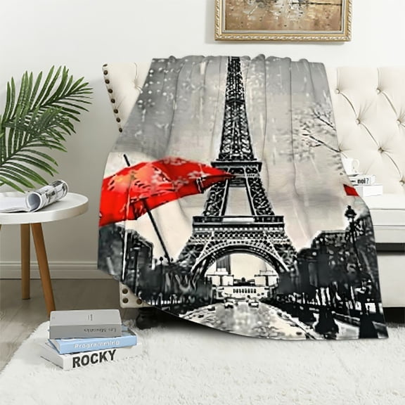 Pratyus Paris Eiffel Tower Rain Throw Blanket Soft Cozy Plush All Seasons Gift 40x50in