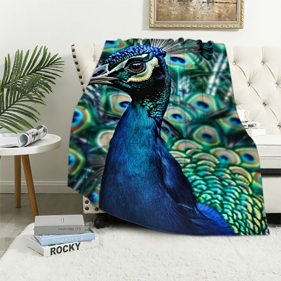 Pratyus Peacock Feathers Throw Blanket for Couch Sofa Bed Home Decor All Seasons Exquisite Gift 40x50in