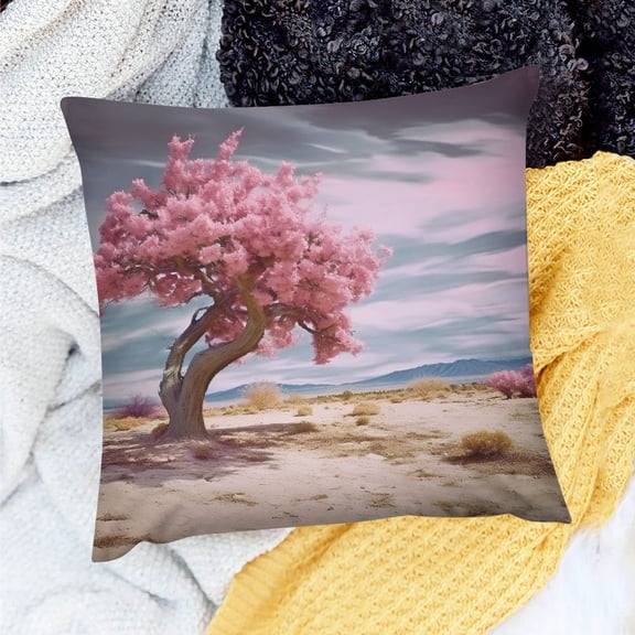 Pratyus Pillow Covers Decoration Pink Flowers Farmhouse Decor for Home Sofa Couch Set of 1 No Insert or Filler 18x18in