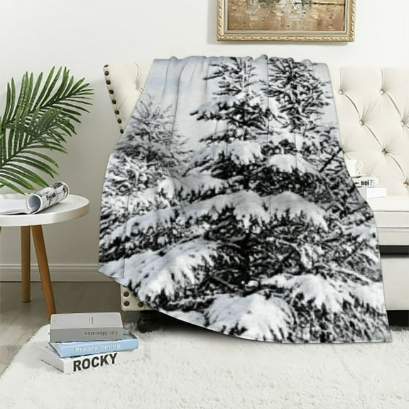 Pratyus Pine Tree Snow Throw Blanket for Couch Outdoor Unisex Gift Soft Plush Blankets All Seasons