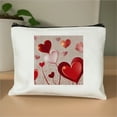 thumbnail image 1 of Pratyus Pink Love Hearts Flower Romance Tote Bag Cosmetic Bag for Women Travel Essentials Ladies Accessories White, 1 of 6