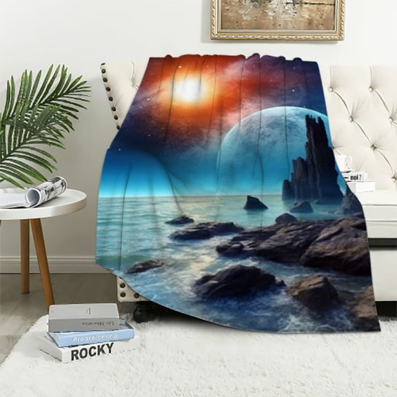 Pratyus Planet Star Water Throw Blanket Soft Cozy Plush All Seasons Bed Cover Gift for Women Children 40x50in