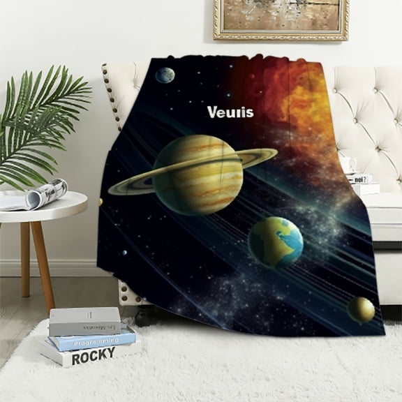 Pratyus Planets Solar System Soft Cozy Printed Blanket & Throw for All Seasons Lightweight Blanket 50x60in