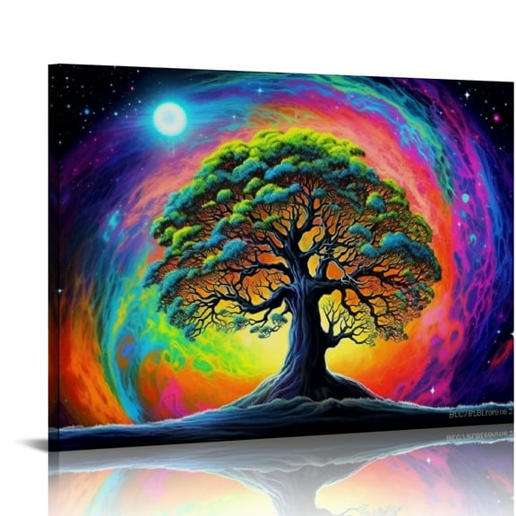 Pratyus Psychedelic Colors Canvas Wall Decor For Bedroom Kitchen Pictures Art Home Decor 20x16in