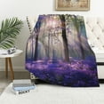 thumbnail image 1 of Pratyus Purple Flowers Trees Sunlight Print Flannel Throw Blanket, All Seasons Lightweight Blanket Gifts, Anti-Pilling & Wrinkle-Resistant 40x50in, 1 of 6