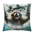 thumbnail image 1 of Pratyus Raccoon Shark Guns Modern Farmhouse Rustic Decorative Couch Pillow Cases with Zipper Home Decor for Car Couch Bedroom Throw Pillow Cover 1PC 22x22in, 1 of 5