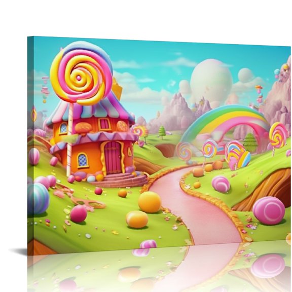 Pratyus Rainbow Candy Canvas Art Modern Prints for Wall Decor, Ideal Choice for Bedroom, Kitchen - Ready to Hang Fashion Pictures 16x12in