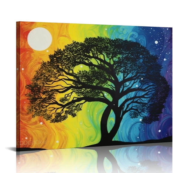 Pratyus Rainbow Sky Canvas Wall Decor Art Modern Prints for Home Decoration 20x16in