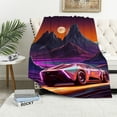 thumbnail image 1 of Pratyus Retrofuturistic Car Print Flannel Throw Blanket for All Seasons - Lightweight and Cozy Blanket for Bed, Tapestry, Picnics, Yoga - Perfect Gift Idea 60x80in, 1 of 6