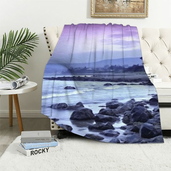 Pratyus Rocks Water Beach Cozy Throw Blanket for Bedroom Living Rooms Sofa Couch All Seasons Soft Plush Blanket 40x50in