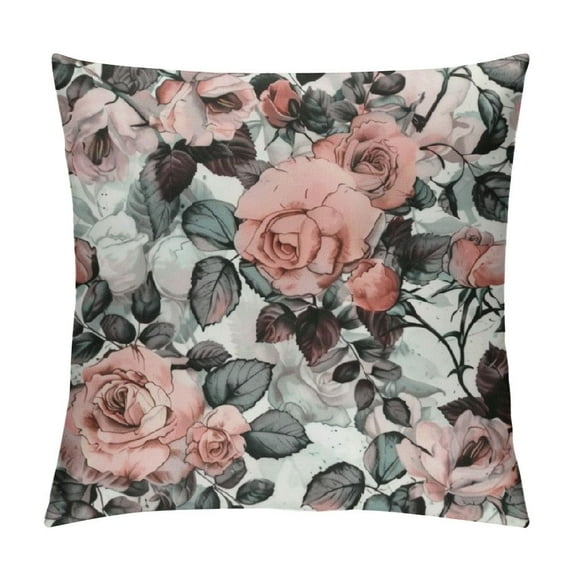 Pratyus Rose Floral Pattern Pillow Covers for Couch Sofa Indoor Outdoor Pillow Case Soft and Durable 1PC 18x18in
