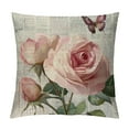 thumbnail image 1 of Pratyus Roses Butterfly Home Decor Pillowcase Zipper Closure Short Plush Square Design 20x20in, 1 of 5