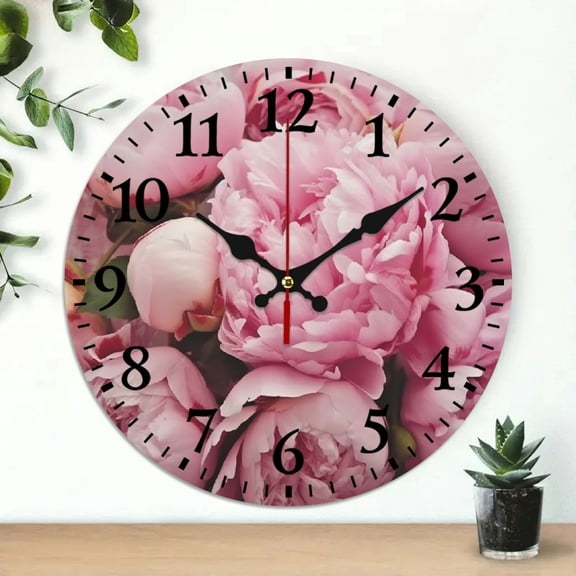 Pratyus Roses Flowers Bouquet Print Wall Clock, Battery Operated, Ideal for Living Rooms, Kitchens, Dorms 10x10in