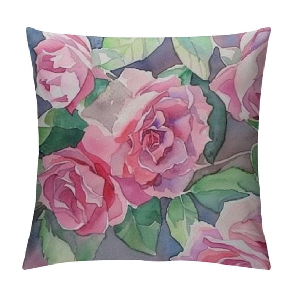 Pratyus Roses Modern Rustic Decorative Throw Pillow Cover with Zipper Home Decor Square Design - Short Plush Material - Living Room Bedroom Sofa Car Party Balcony Patio Decoration 1PC 22x22in