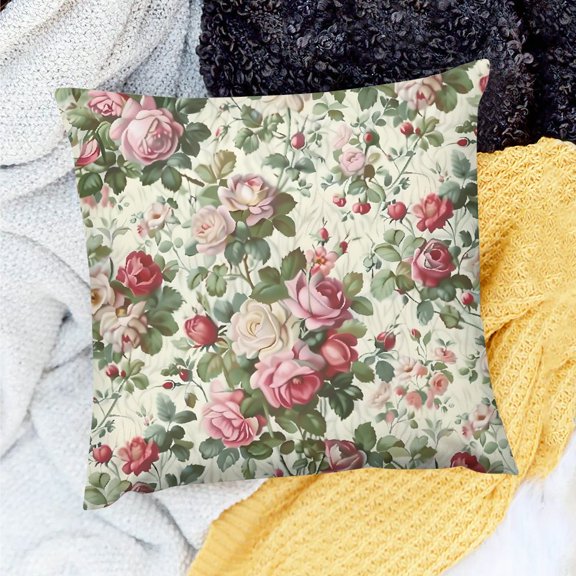 Pratyus Roses Theme Pillow Covers for Home Sofa Couch Decoration Set - 1 Pack 18x18in