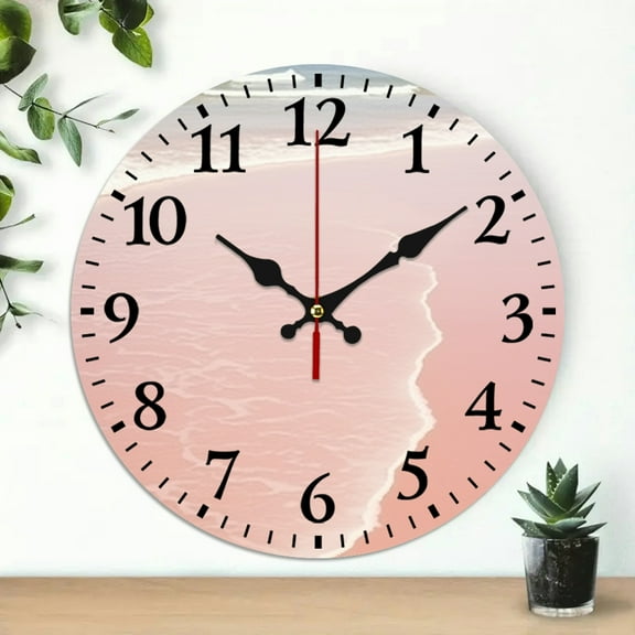 Pratyus Round Wooden Wall Clock with Surfboard Print, Wall Art Decor for Home, Ideal for Living Rooms, Kitchens, Dorms, Practical Everyday Gifts, 10 Inches 10x10in