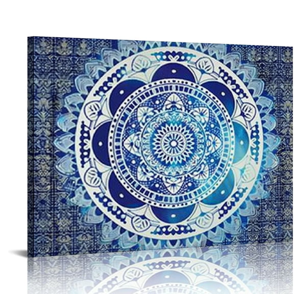 Pratyus Sacred Geometry Psychedelic Art Canvas Print for Home Decor, Ready to Hang 16x12in