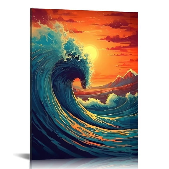 Pratyus Sea Wave Canvas Prints Wall Art Home Decoration Modern Style - Perfect for Living Room, Bedroom, Office - Gift Idea for Home Decor 12x16in