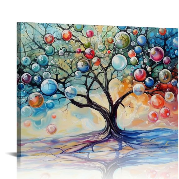 Pratyus Sky Bubbles Canvas Art Modern Canvas Prints for Wall Decor - Ready To Hang Room Home Art Decor 20x16in