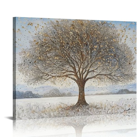 Pratyus Snow Tree Sky Canvas Wall Decor For Bedroom Kitchen Home Art Pictures Ready to Hang 20x16in