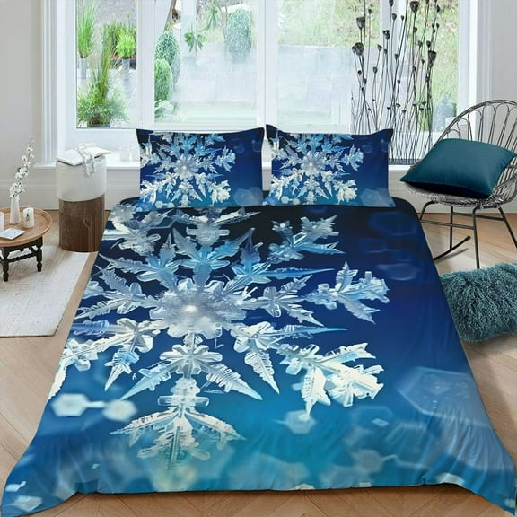 Pratyus Snowflake 3-Piece Bedding Set Comfortable and Breathable Peach Skin Velvet for Bedroom Guest Room 87x68in