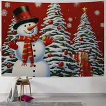 Pratyus Snowman Christmas Tree Candy Canes Tapestry Wall Hanging - Christmas Decoration for Bedroom, Dorm - Short Plush Material - Multi-functional Decor - 4 Sizes Available 40x30inch