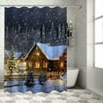 thumbnail image 1 of Pratyus Snowy Night Cabin Trees Quick-Drying Shower Curtain Set with Hooks for Bathroom Home Bathtubs Decoration 69x72, 1 of 7
