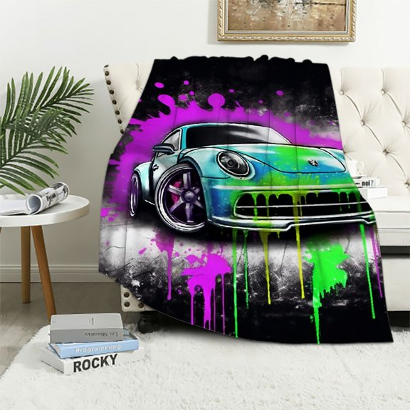 Pratyus Spray Paint Effect Flannel Super Soft Throw Blanket for All Seasons, Lightweight Blanket for All Seasons 50x60in