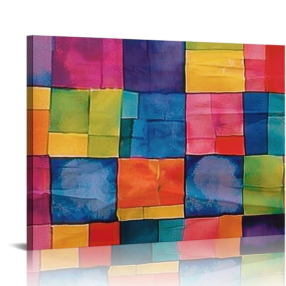 Pratyus Squares Colors Triadic Color Scheme Canvas Art Modern Canvas Prints for Home Decor Wall Art 20x16in