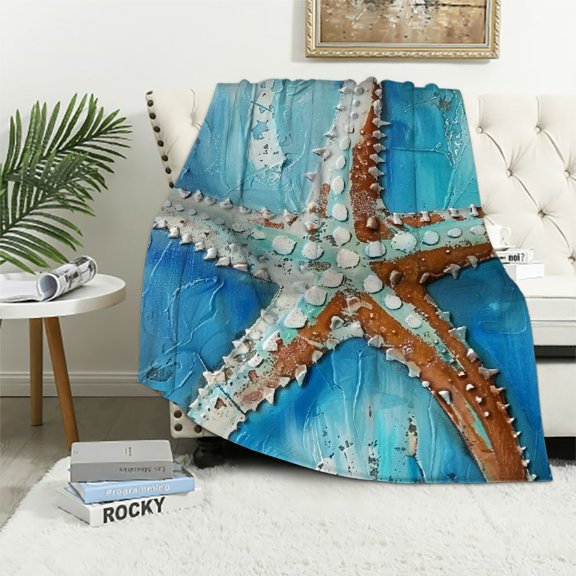 Pratyus Starfish Throw Blankets Cozy Soft Fuzzy Plush Home Decor Blanket for Bed All Seasons Gift 40x50in