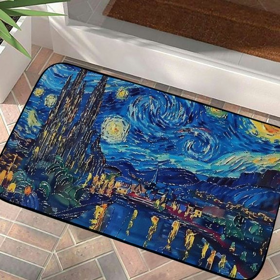 Pratyus Starry Sky Door Mat Indoor/Outdoor Welcome Mat for Home Entrance, Non-Slip Felt Rug, All-Season Use 19.68*39.37 in
