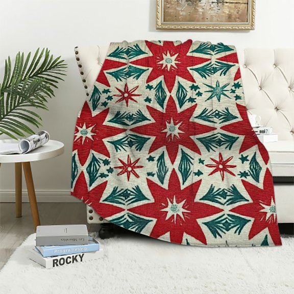 Pratyus Stars Folk Art Flannel Blanket Soft Fuzzy Blanket Throw for All Seasons, Versatile Bed Cover and Wall Decoration, Perfect Gift 40x50in
