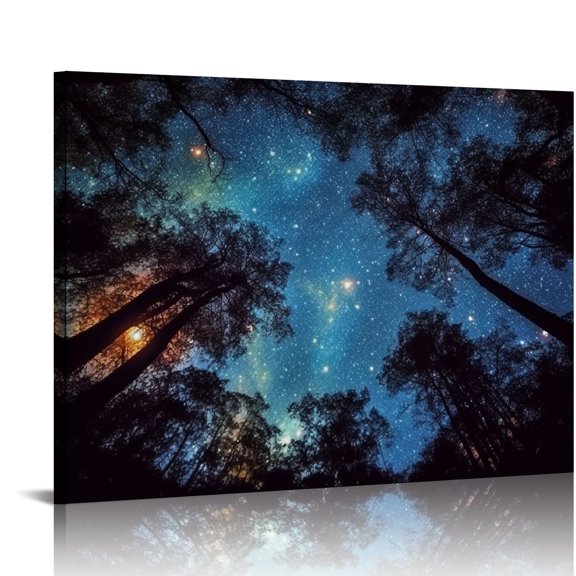 Pratyus Stars Night Sky Space Canvas Art Modern Prints for Home Decor 16x12in