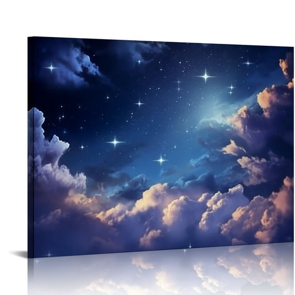 Pratyus Stars Sky Space Canvas Prints Wall Art Decor for Home and Office, Ideal for Bathroom, Ready To Hang 16x12in