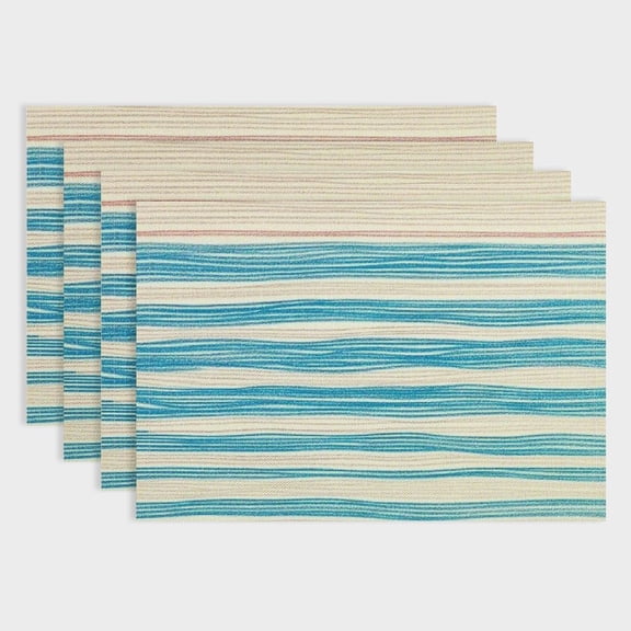 Pratyus Stripes Linen Cloth Table Mats Set of 4 for Birthday Parties, Christmas, Restaurants & Buffets - Home Decor 18x12in