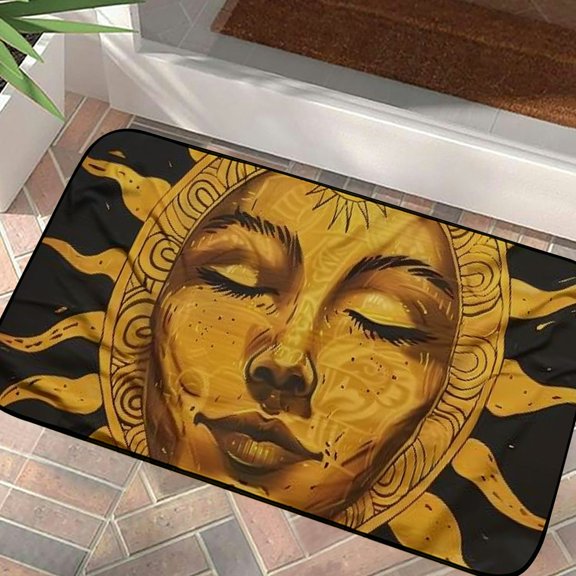 Pratyus Sun Face Painting Door Mat Outdoor Indoor Welcome Mats Square Floor Mat for Home Entrance 19.68*39.37 in