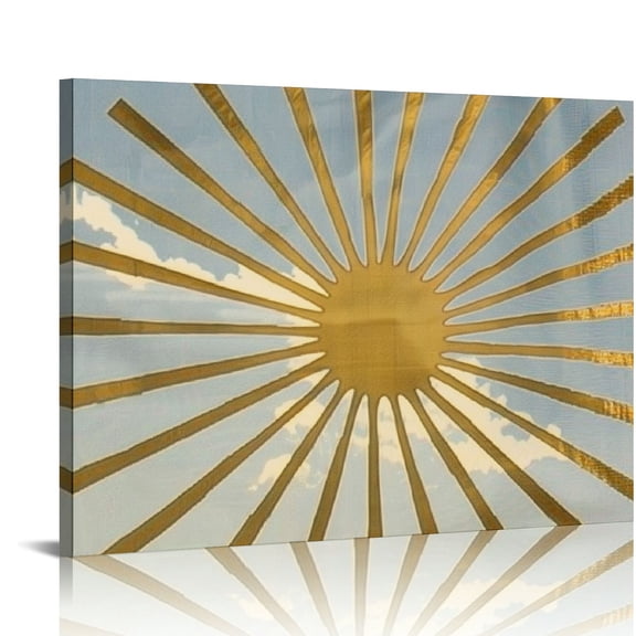 Pratyus Sunburst Sky Clouds Canvas Ready to Hang Wall Decor for Home Bathroom Office Salon Hotel Mediation Room Art Decor Gift Ideas 16x12in