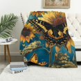 thumbnail image 1 of Pratyus Sunflower Butterflies Throw Blanket for Couch Sofa Bed Home Decor All Seasons Flannel Material Blanket 60x80in, 1 of 6