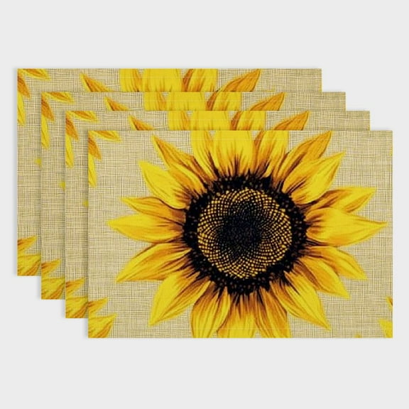 Pratyus Sunflower Dining Table Placemats Linen Indoor Outdoor Set of 4 for Birthday, Christmas, Restaurants, Buffets - Home Decoration Accessory 18x12in