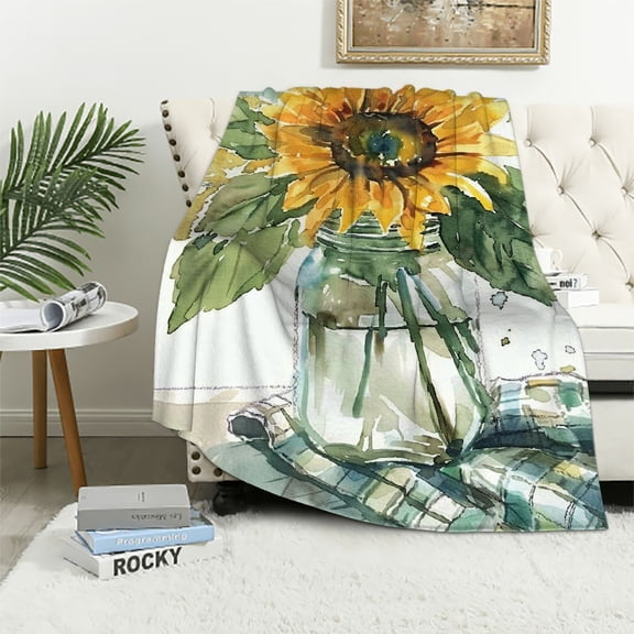 Pratyus Sunflower Throw Blankets Cozy Soft Fuzzy Plush Home Decor All Seasons Long-Lasting Blanket 50x60in