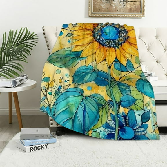 Pratyus Sunflower Throw Blankets Cozy Soft Fuzzy Plush Home Decor All Seasons Long-lasting Blanket 60x80in