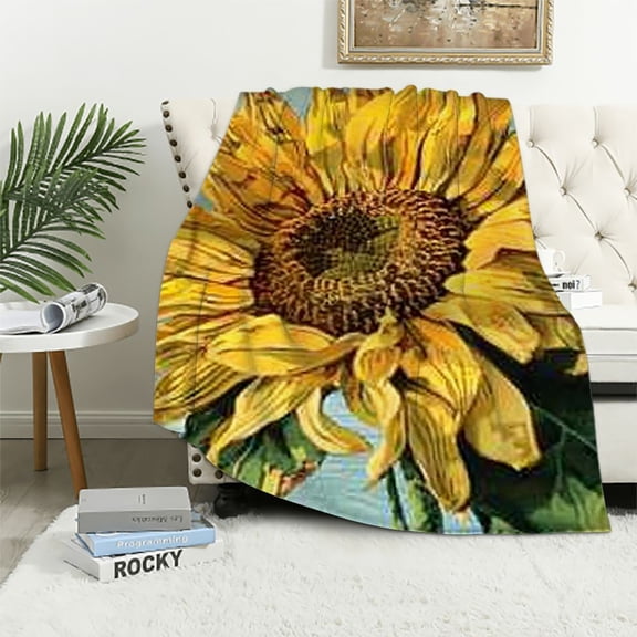 Pratyus Sunflower Throw Blankets Cozy Soft Fuzzy Plush Home Decor for All Seasons, Versatile Blanket for Bed, Towel, Wall Decoration, Picnics, Yoga Sessions - Perfect Gift Idea 40x50in