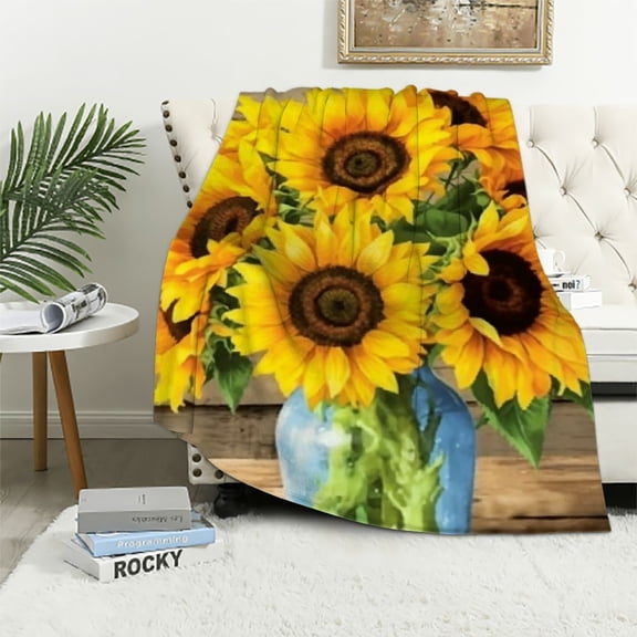 Pratyus Sunflowers Throw Blankets Cozy Soft Fuzzy Plush Home Decor All Seasons Towel Bed Cover Wall Decoration Picnic Yoga Gift 40x50in