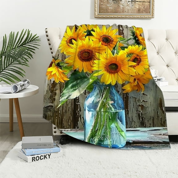 Pratyus Sunflowers Throw Blankets Cozy Soft Fuzzy Plush Home Decor for All Seasons 40x50in