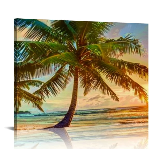 Pratyus Sunset Beach Canvas Wall Art Decor Ready to Hang - Ideal for Home, Living Room, Bedroom, Office, and More 16x12in