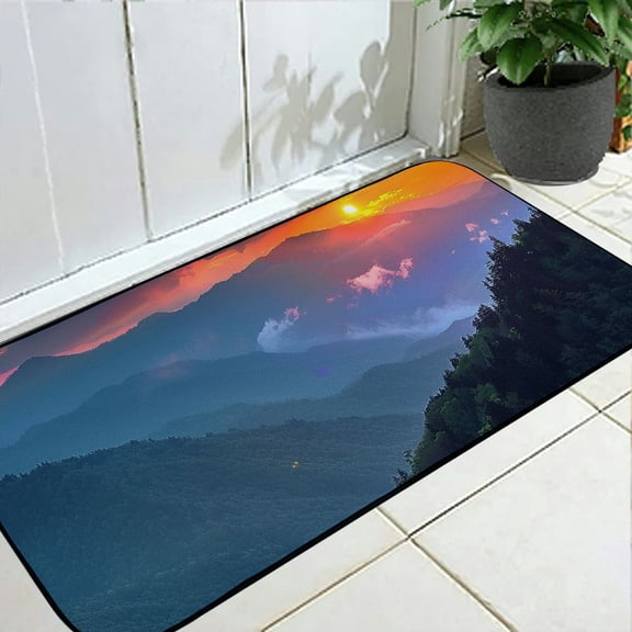 Pratyus Sunset Mountain Clouds Door Mats Non-Slip Entrance Mat for Home Indoor/Outdoor Use - Burlap Felt Mat for Home Entrance Outside Entry 19.68*47.24 in