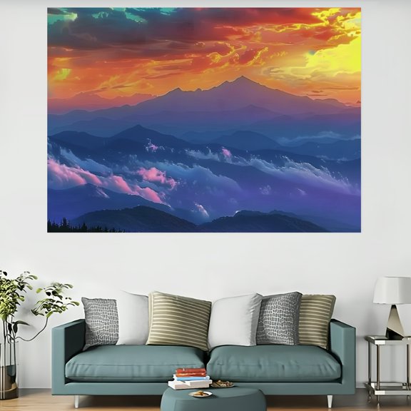 Pratyus Sunset Mountain Clouds Tapestry Home Decor 100% Polyester Wall Art for Decorative Wall Hanging Bedroom Living Room Decoration 60x40in