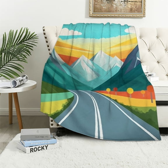 Pratyus Sunset Over Mountains Flannel Throw Blanket Gifts for Women Children Soft Cozy Plush All Seasons - Multipurpose Bed Cover and Wall Decoration 50x60in